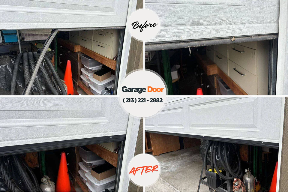 Before and after: garage door installation Lakefield, MN